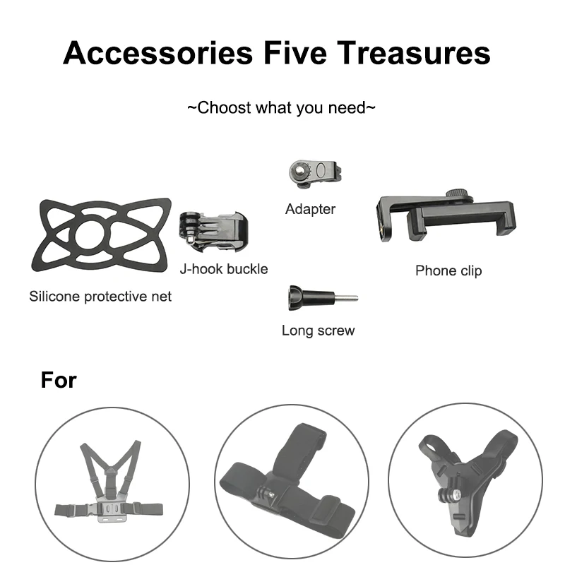 

For Gopro DJI osmo Insta360 one x r x2 accessories J-hook buckle Silicone protective net Long screw adapter sport camera parts