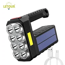 

LED Portable Lantern COB Multifunctional Searchlight USB Solar Rechargeable Camping Light Outdoor Waterproof Emergency Work Lamp