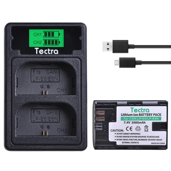 

1pc 2000mAh LP-E6 LP E6 LP-E6N battery+LCD Dual USB Charger with Type C Port for Canon EOS 5DS 5D Mark II III 6D 7D 60D 70D