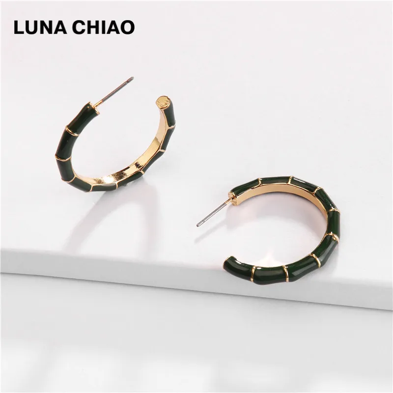 Женские металлические серьги-кольца LUNA CHIAO Большие эмалированные серьги из