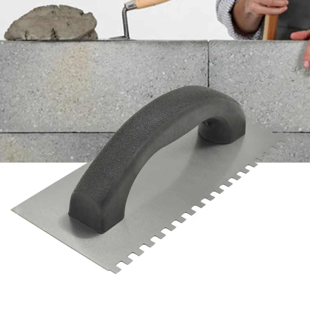 

Curved Handle Home Tiling Tool Trowel Professional Square Multifunctional Sawtooth Plastering Steel Decoration Wall Portable