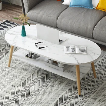 Oval Double Layer Marble Coffee Table 1