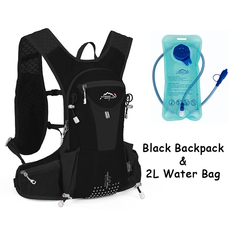 12L уличный гидрационный рюкзак, сумка для воды, велосипедный, ночной, светоотражающий, для бега, спортивный рюкзак с 2L мочевым пузырем, сумка для воды - Цвет: black 2L waterbag