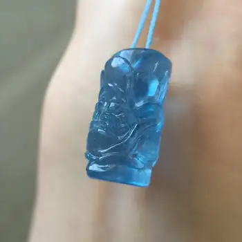 

Top Quality Natural Blue Ice Aquamarine Pendant Clear Barrel Bead Women Flower Carved Gift 21x13mm Necklace Pendant AAAAA