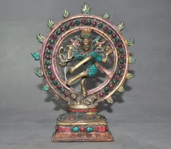 

wedding decoration Tibet bronze Inlay Turquoise coral Gem Vajrayogini Dakini Goddess Buddha statue