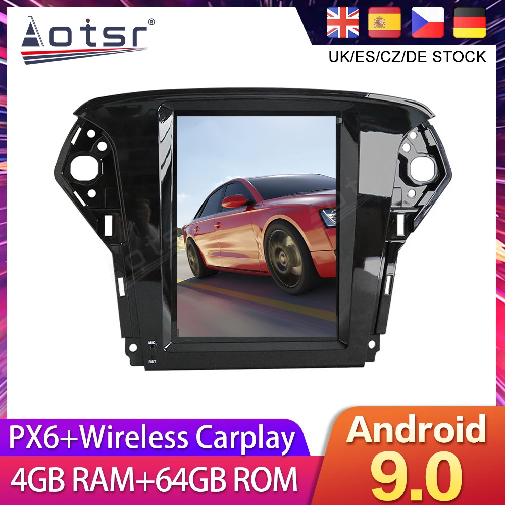 Для Ford Mondeo MK4 2011 2015 Tesla styel Android 9 0 автомобильный DVD экран GPS навигация радио