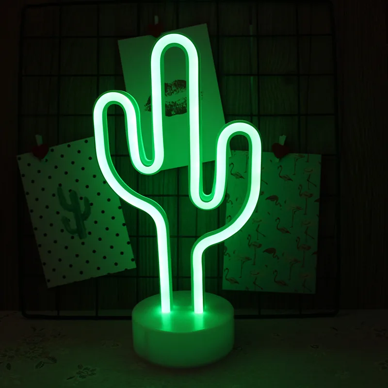

INS Flamingo Neon LED Night Light Desktop Creative Battery Cartoon Small Night Lamp Moon Star Modeling Lamp