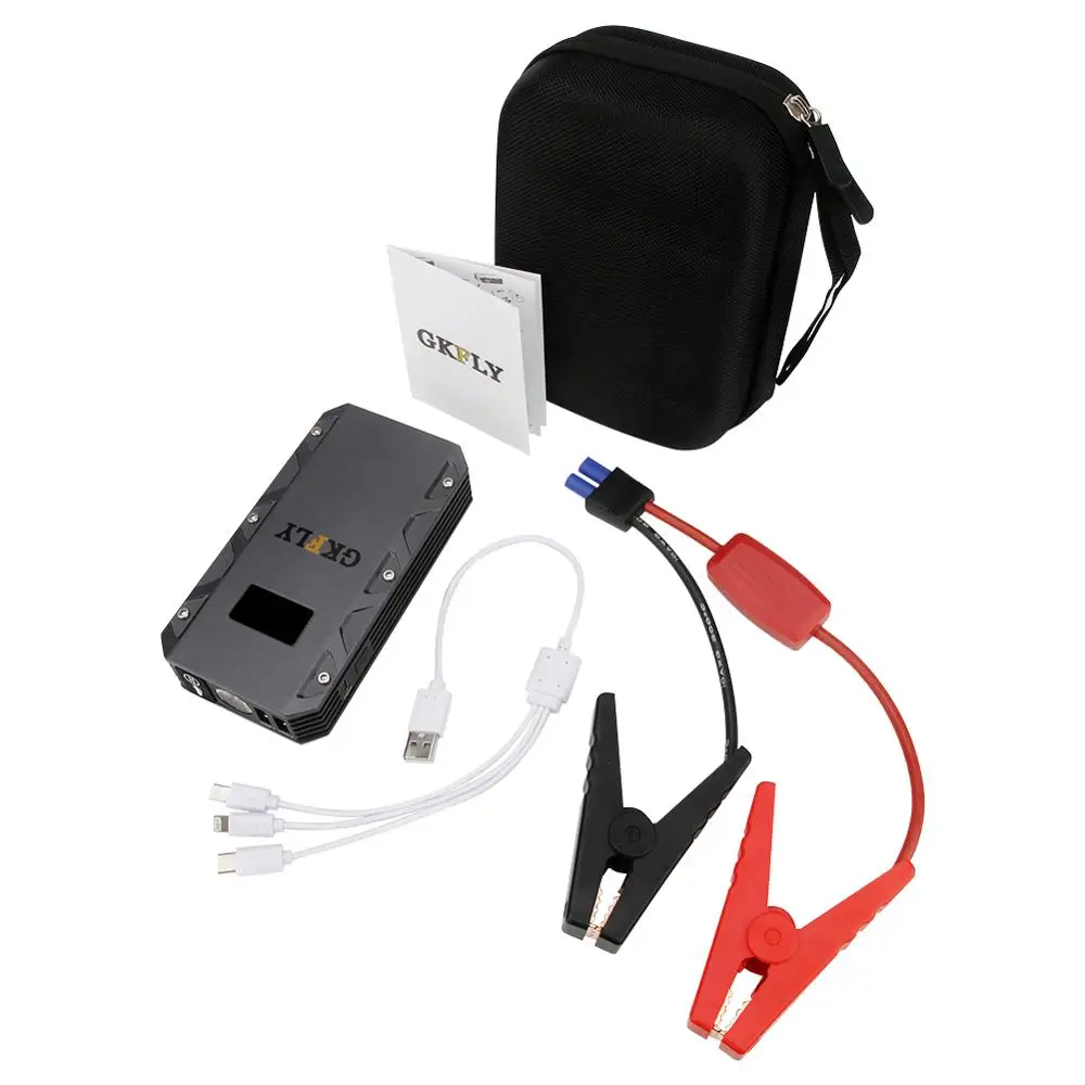 GKFLY High Capacity Mini Jump Starter 12V 1500A Starting Cables Device Multi-function Portable Powe