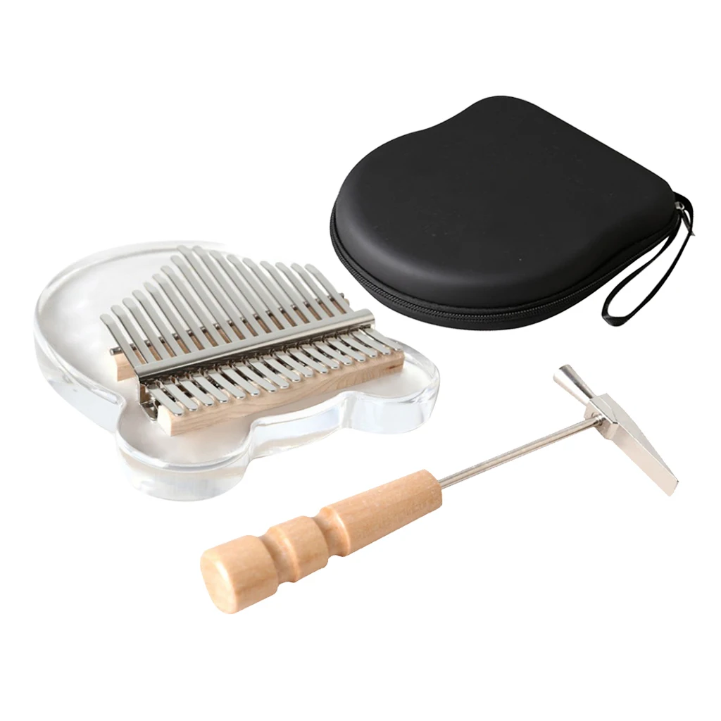 17 Keys Acrylic Clear Kalimba Thumb Piano w/ Case & Tune Hammer Hand Percussion Musical Instruments & Gear Kalimbas