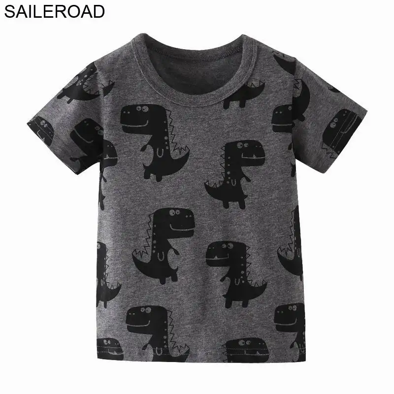 SAILEROAD/футболка с рисунком динозавра для мальчиков 2-7 лет, Детские рубашки с короткими рукавами, летняя футболка для малышей, топы для мальчиков, Детская рубашка - Цвет: 2670 same picture