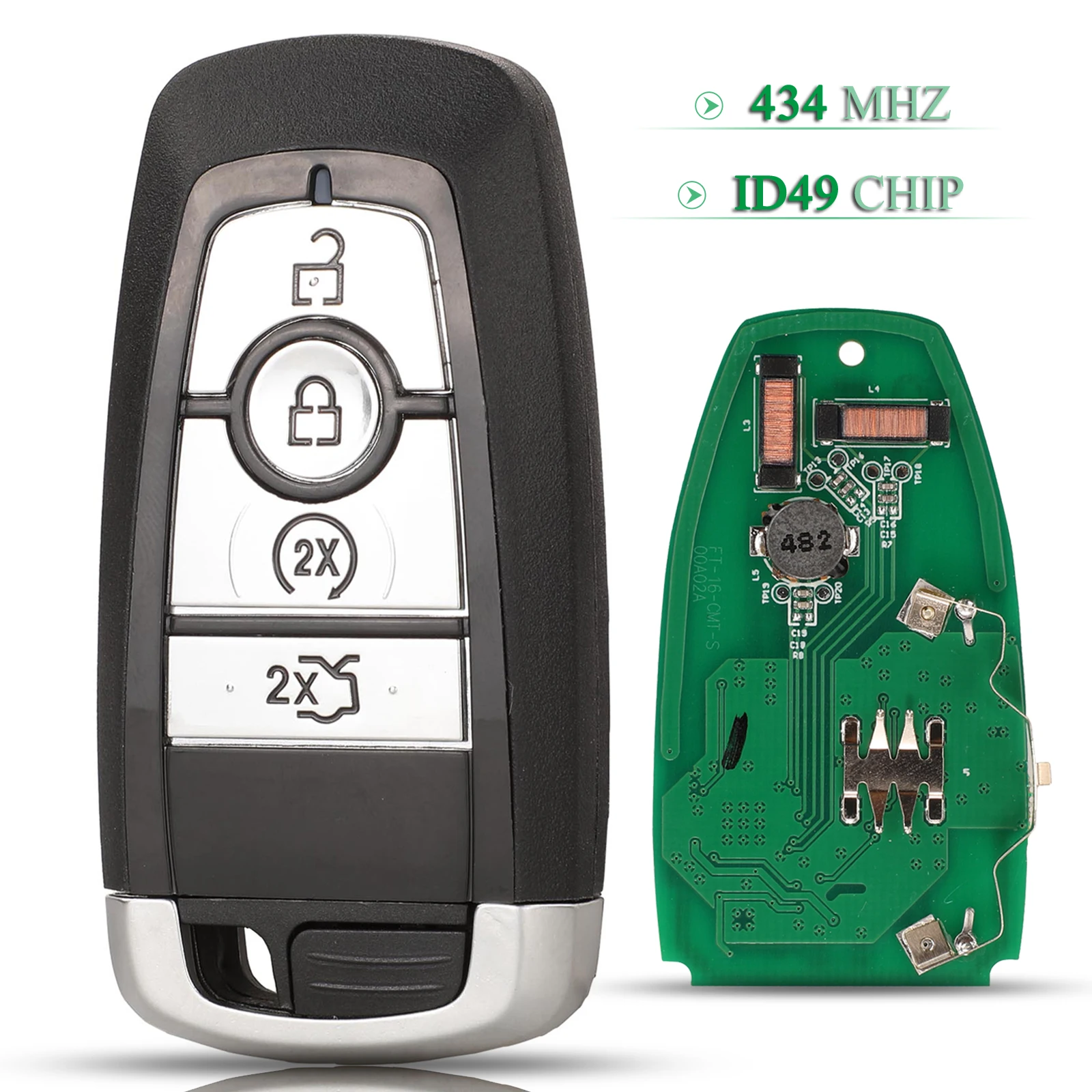 Ключ с 4 кнопками для Ford Mondeo Mustang Fusion FOB 434 МГц ID49 чип умный пульт дистанционного