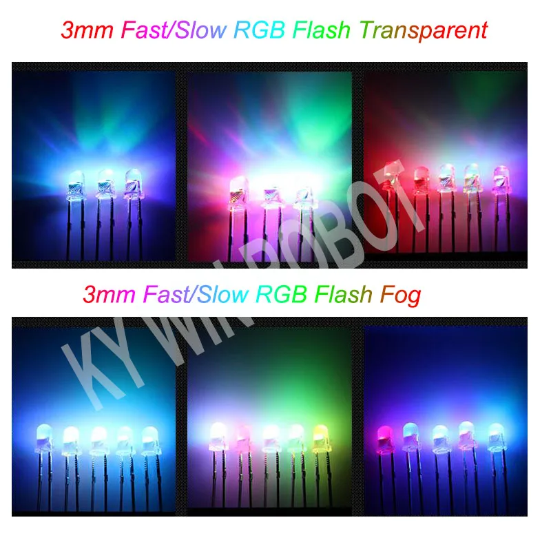 20 шт./лот F3 3 мм быстрая/медленная вспышка RGB красный зеленый синий Радужный