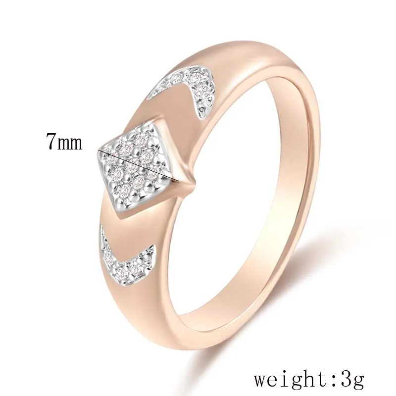 FJ 7 мм белый кубический циркон кольца ромбовидной формы для женщин 585 розовый смешанный белый золотой цвет обручальные кольца 7-11