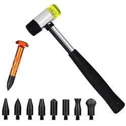Outils de débosselage marteau en caoutchouc 9 têtes, outils de débosselage sans peinture Kit de débosselage 