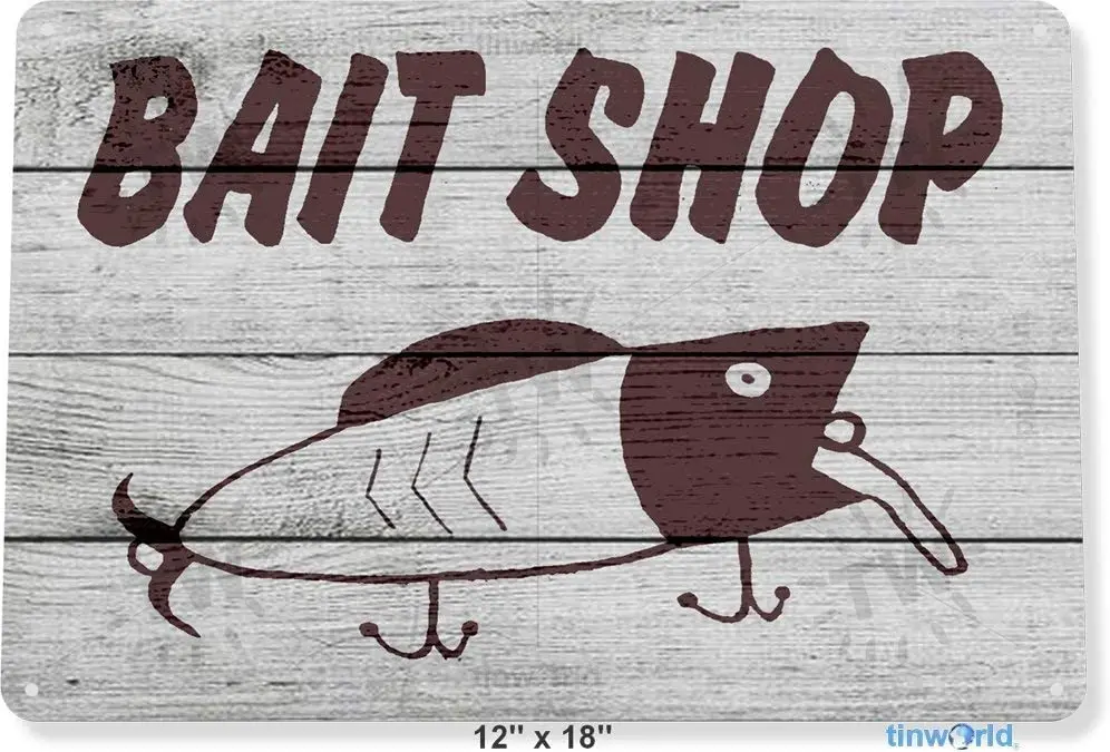 

Bait Fishing Bait Box Tackle Fish Rustic Retro Metal Tin Sign Plaque Poster Wall Decor Art Shabby Chic Gift