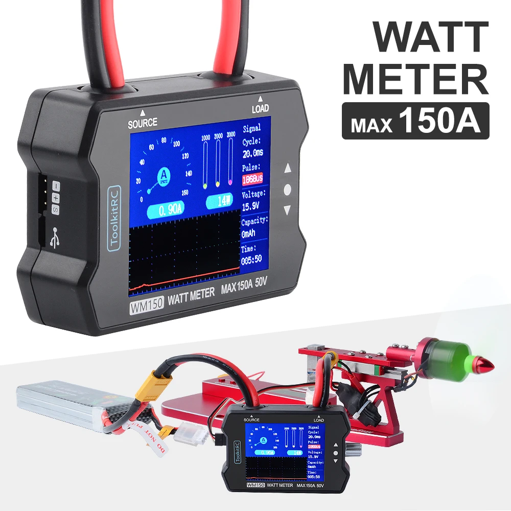 $25.43 ToolKitRC WM150 Advanced Watt Meter 150v 150A TFT Screen Display Power Voltage Current Tester