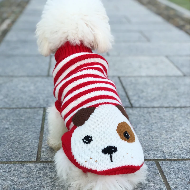 Рождественский свитер для домашних животных, одежда для собак из мультфильма, зимняя одежда для маленьких собак, одежда для домашних животных, тканевое пальто из Джерси для собак
