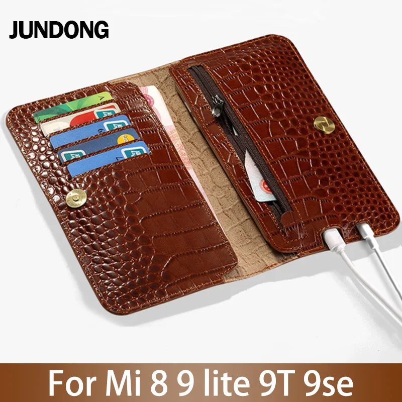 Flip Phone Case For Xiaomi Mi 5s Plus 6 8 9 lite 9se 9T Pro Crocodile Texture Cowhide Cover | Мобильные телефоны и