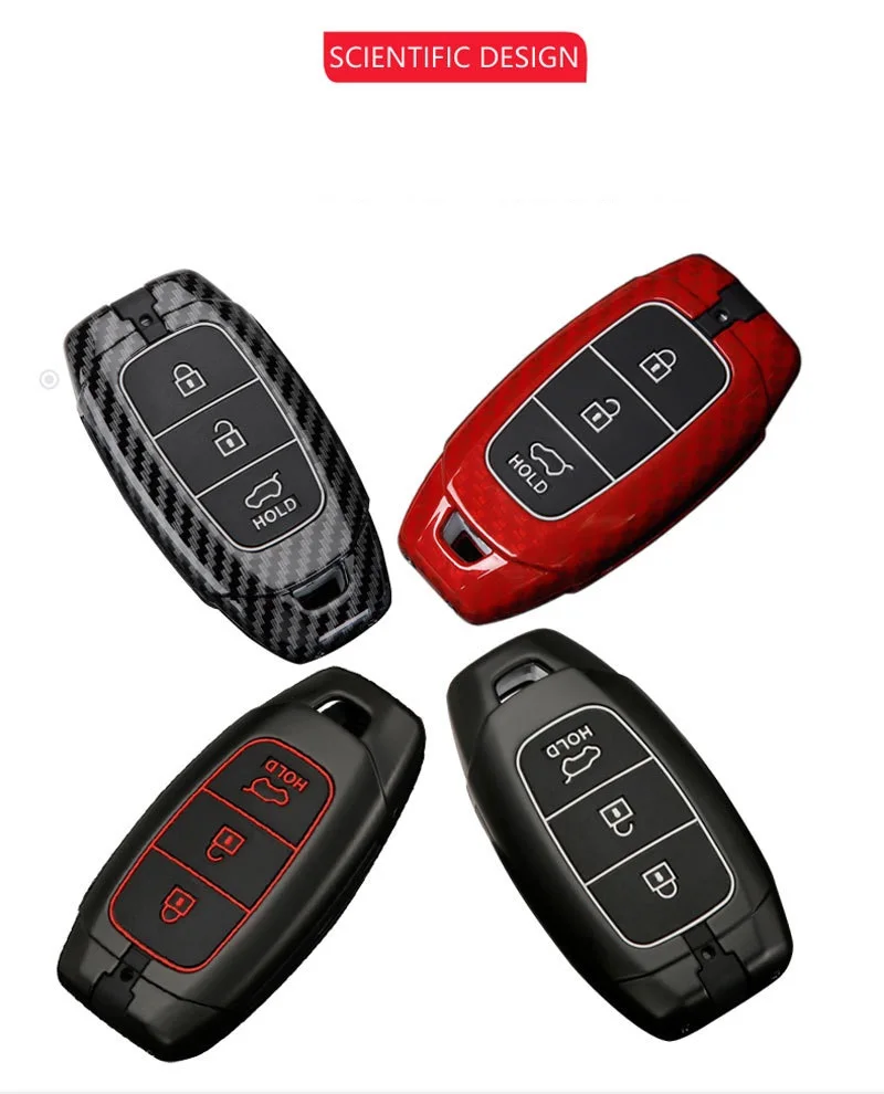 Carbon Fiber alloy Car Key Case For Hyundai i30 Ix35 KONA Encino Solaris Azera Grandeur Ig Accent Santa Fe Palisade 2017 2018