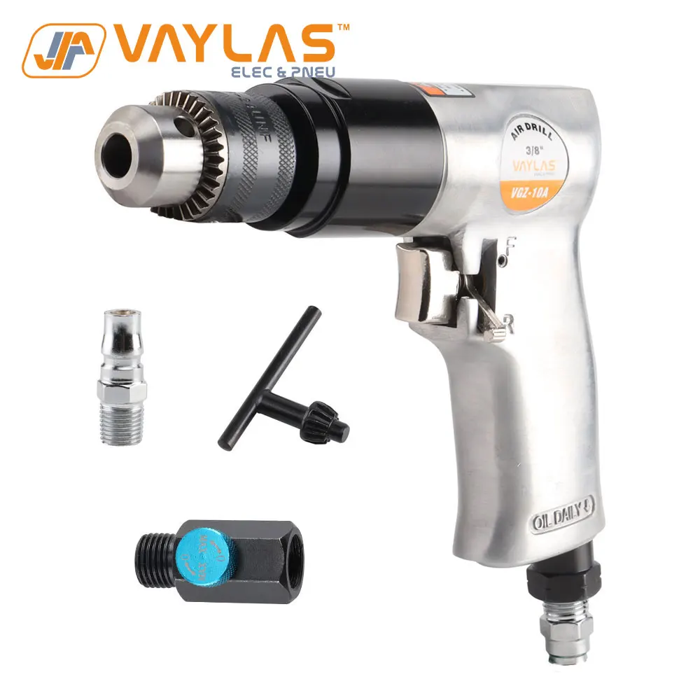 Air Drill 3/8in Self-Locking Reversible Switch Pistol Type Hand Pneumatic Drill Tool Reversible Air Drill 