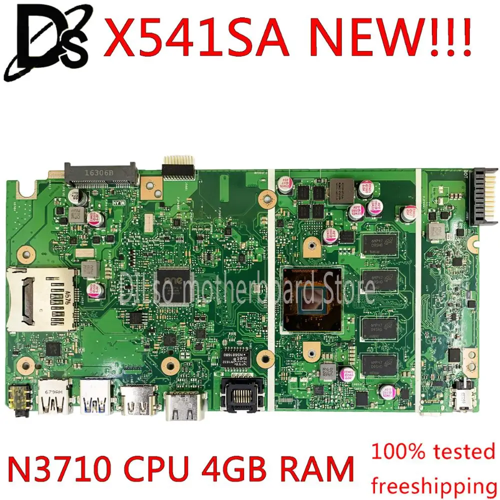  KEFU X541SA motherboard REV2.0 fit For ASUS X541SA X541S dual-core N3710 CPU Laptop motherboard 4GB