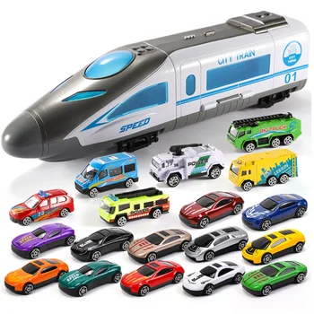 

7/13/19PCS Children's Train Toys Large-scale Receivable Track Puzzle Early Teaching Fun Car Model Inertial Light Music D10