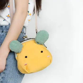 

Summer small bag female 2020 new canvas mobile phone bag girl cute single shoulder mouth gold diagonal bag