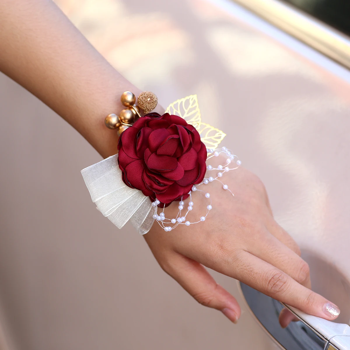 

High Quality Pearl Proof Bridesmaid Sister Group Wrist Bouquet Diamond Stretch Bracelet Wedding Party Accessories SW725