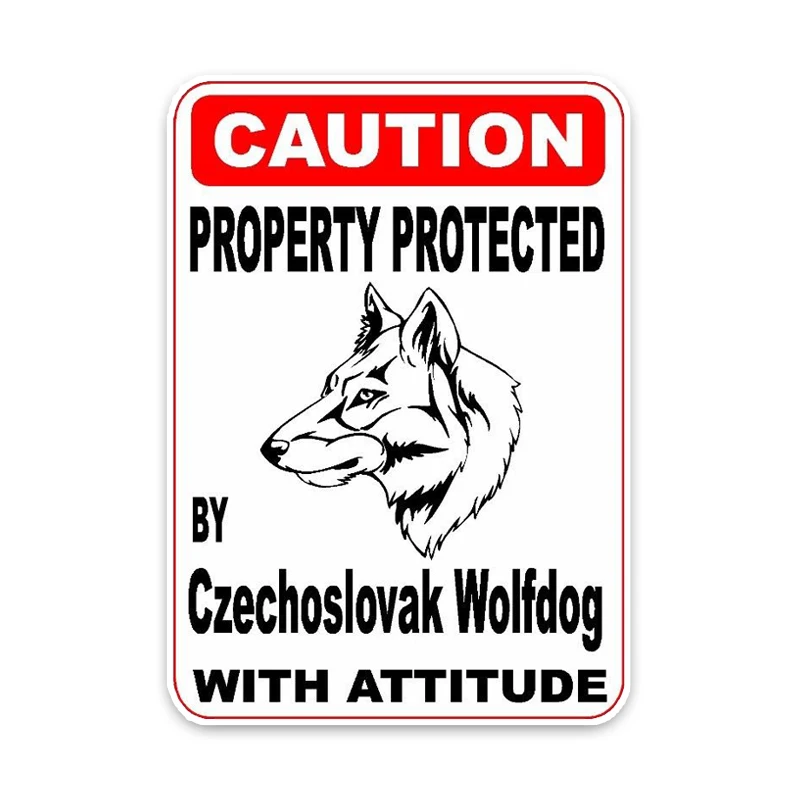 

Personality Car Stickers Property Protected By Czechoslovak Wolfdog Dog Puppy Pet Decoration Accessories Motorcycle PVC