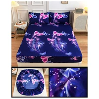 Double Bed Sheet Set With Elastic Band Polyester Fitted Sheet For Rectangular Mattress Printed Non-slip Mattress Cover Bedding 4