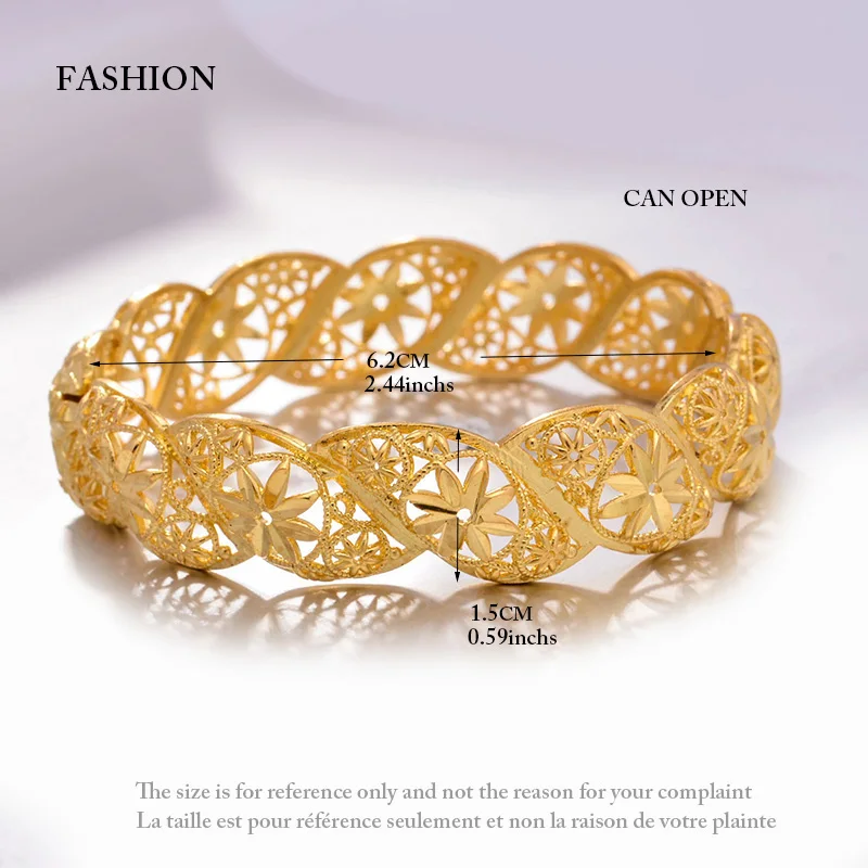 4Pcs/lot Ethiopian Africa Gold Color Bangles For Women Flower Bride Bracelet African Wedding Jewelry Middle East Items bangle bracelet zirconia bangle snake bangle bracelet