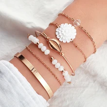 Tocoan, очаровательный браслет из бисера, цветок, нержавеющая сталь, женские браслеты, регулируемый, открытый, для женщин, золотой браслет, бохо, индийские ювелирные изделия, 8859