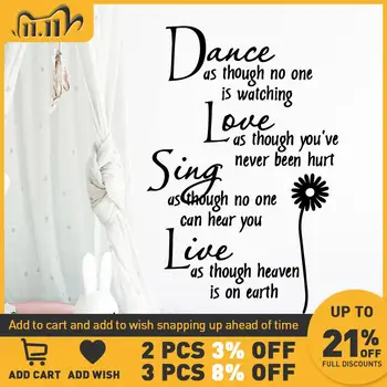 

Creative dance love sing live Wall Stickers Personalized Creative Pvc Wall Decals Diy Pvc Home Decoration Accessories