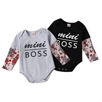 

Autumn Tattoo Sleeves Fashion Cotton Full O-Neck Letter Covered Button Baby Newborn Romper Clothes Boy Jumpsuit