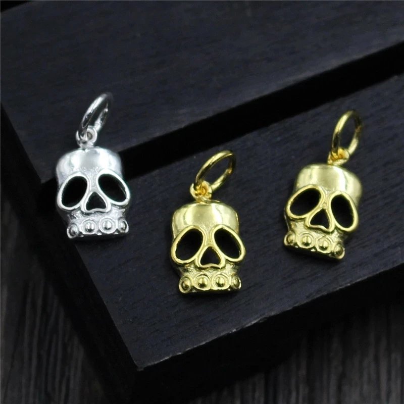 Punk Style 925 Sterling Silver Hollow Skull Charms DIY Jewelry Making 7x11mm Fancy S925 Drop Pendants Fit Bracelets Earrings | Украшения и