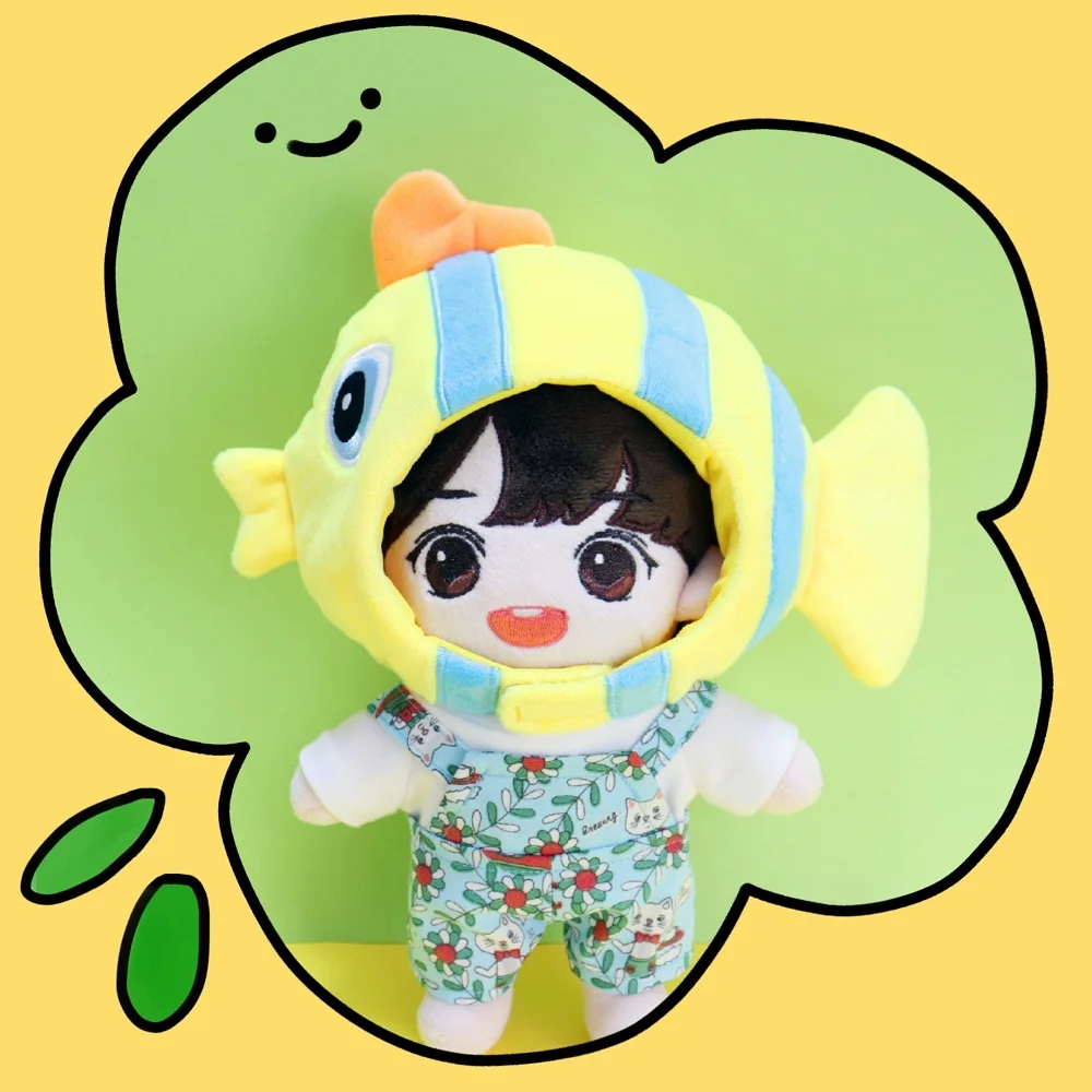 [MYKPOP] KPOP рыбий капюшон Onesie: шляпа для рыбалки для 20cm-высокой куклы, KPOP вентиляторы коллекции SA19092802