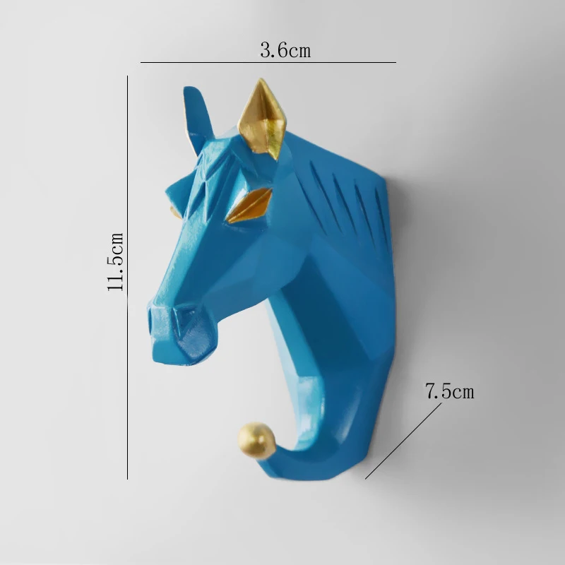 Новые креативные декоративные крючки в виде головы оленя, крючки на стену, пальто, кепки, крючок, подвесной держатель для ключей, настенные украшения для дома, аксессуары Haken - Цвет: blue horse