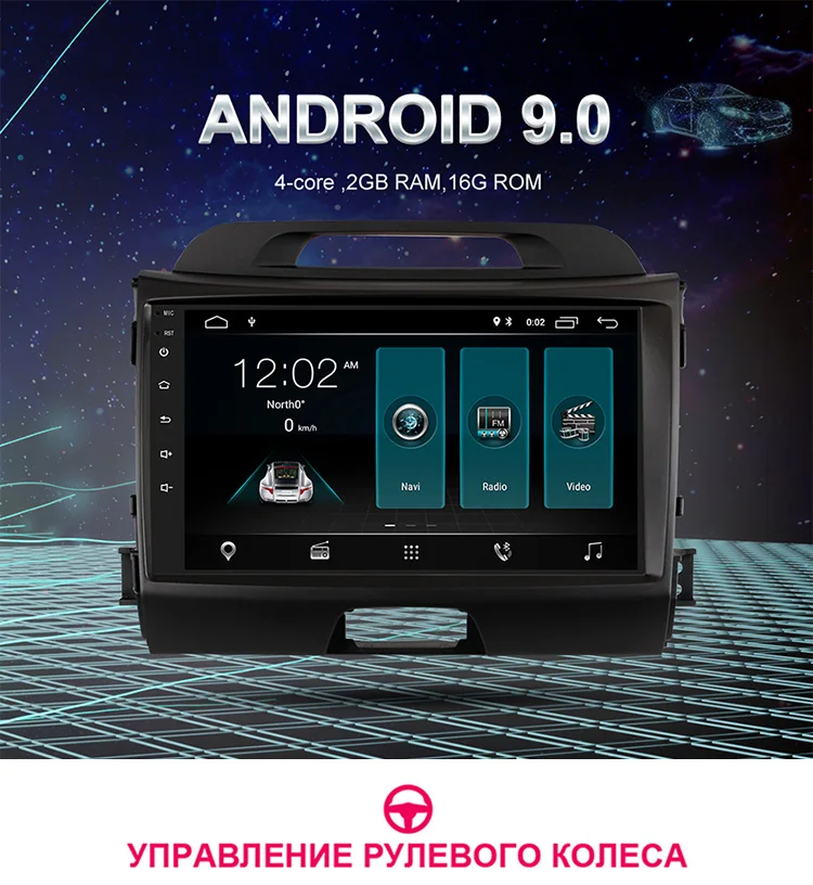 Car Radio Multimedia Player For Kia Sportage 3 4 2010- 2Din Android 9.0 Autoradio GPS Navigation Tape Recorder Stereo