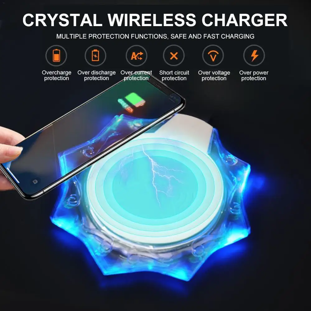 Беспроводное зарядное устройство QI с кристаллами 5 Вт для iPhone X XS Samsung S10 xiaomi huawei