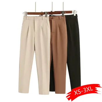 

Women's Casual Harem Pants Spring Summer Fashion Loose Ankle-length Trousers Female Classic High Elastic Waist Black Camel Beige