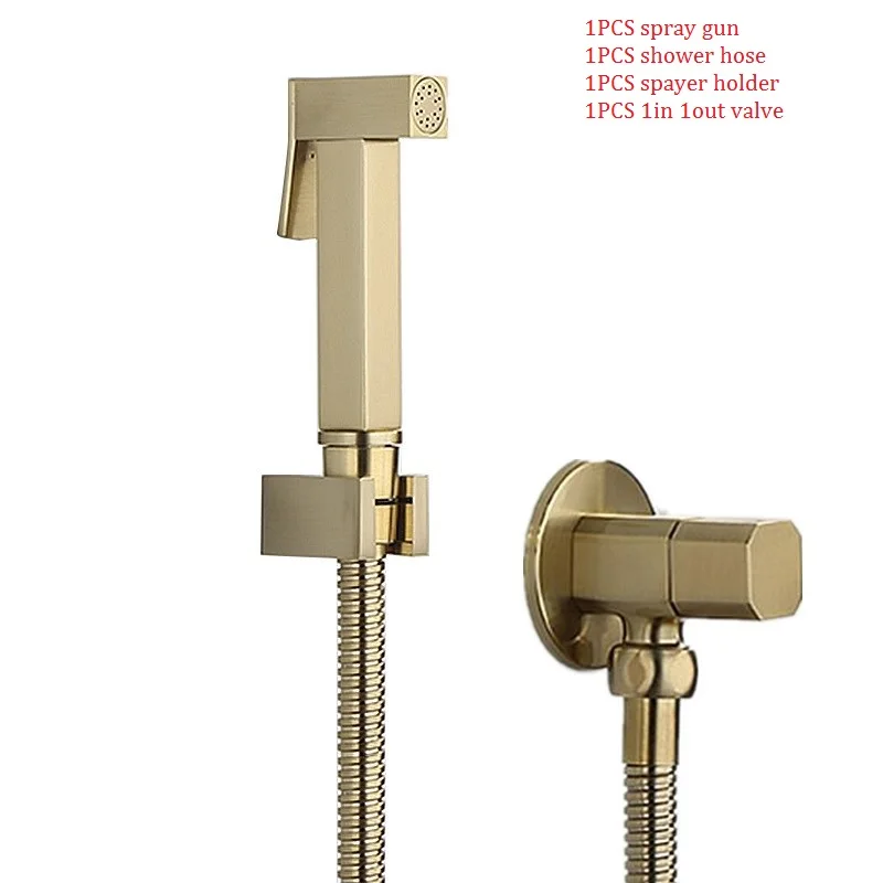 Bidet set A MTTUZK щетка Золотая квадратная биде ручной душ для ванной Биде гигиенический душ для унитаза гигиенический душ кран для биде настенный смеситель для биде набор - Цвет: Bidet set A