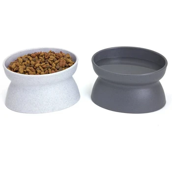 

2 PCS Cat Bowls with Stand Dim Sum Bowl with Water Bowl on the Front and Back