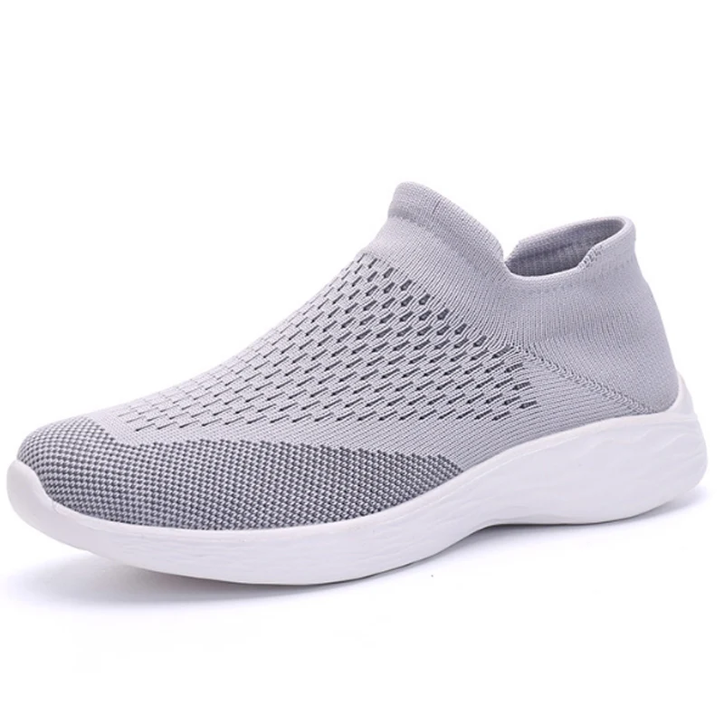 Grey OneBling/дышащая обувь с эластичным носком; женские лоферы без шнуровки; мягкие кроссовки на платформе; Женская Повседневная прогулочная обувь на плоской подошве - Цвет: Grey