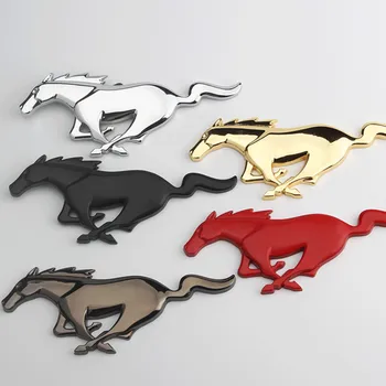 

20x7.5CM Car Front Grille Trunk Sticker Metal Running Horse Badge Emblem For Ford Mustang 2.3T Shelby GT350 GT500 GT 2015-2017