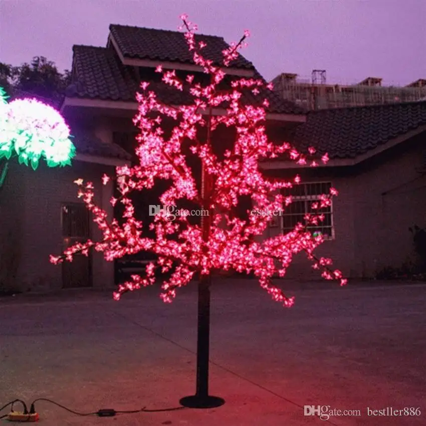 LED Artificial Cherry Blossom Tree Light Christmas Light 1152pcs LED Bulbs 2m/6.5ft Height 110/220VAC Rainproof Outdoor Use Free