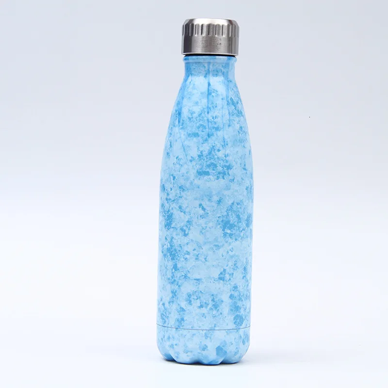 Мраморная бутылка для воды с двойными стенками из нержавеющей стали, термос для кофе, термос, термос, изолированная холодная чашка, кружка для путешествий, Спортивная бутылка для питья - Цвет: B