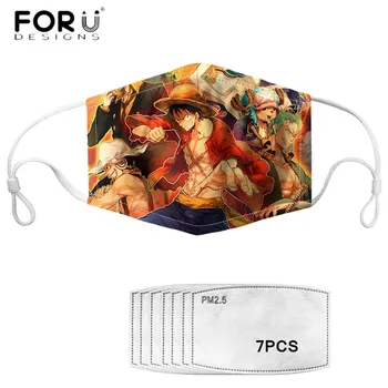 

FORUDESIGNS Face Mouth Cover Masks With Filters Anime One Piece Printed Anti-dust Kids Washable Soft Teenagers Mascarilla