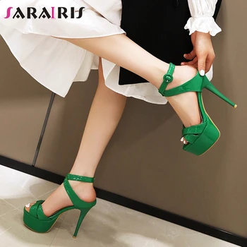 

SARAIRIS New Ladies 2020 Sexy Platform Date Sandals Fashion Party Metallic Sandals Women Cool Super High Heels Shoes Woman