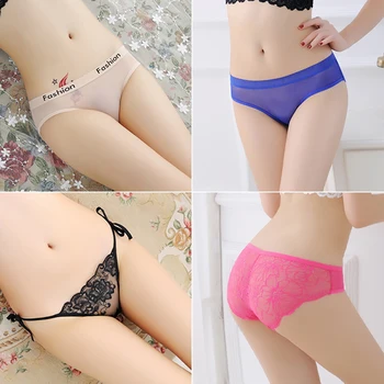 

4PCS Women Lace Tulle Underpant Lingerie Briefs Panties Thongs Underwear Knicker Four Pack Ultra-thin Sexy Breathable Low Waist