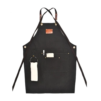 

Canvas Work Apron, Multifunction Tool Aprons with Pockets Back Cross Workshop Ap GXMA